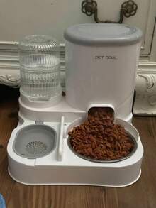 2-In-1 Cat Water Dispenser And Food Dispensing Kit-Removable, Washable, Feeding Station, Indoor Cat Feeding Bowl, Easy To Clean - Light Grey - View 2