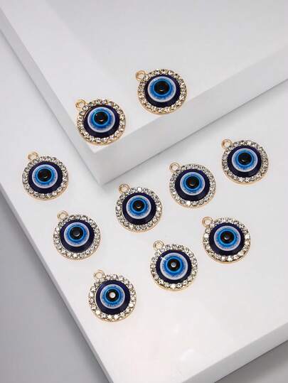10pcs/set Rhinestone Decor Evil Eye DIY Pendant