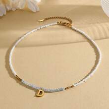 Magic Fish 1 件树脂仿珍珠简约 26 个字母吊坠项链，可定制情侣、朋友、同学的名字