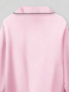 2件套少女粉色长袖和长裤睡衣套装 - 粉色 - 查看 6