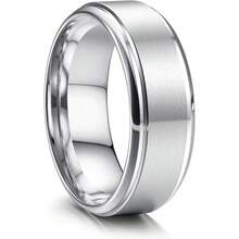Milacolato Stainless Steel Wedding Rings For Men Women 8MM Mens Wedding Band Silver/Black/Gold Engagement Mens Rings, Matte Surface Polished Edge Men Ring Jewelry Comfort Fit 6-14 - 彩色 - 查看 14
