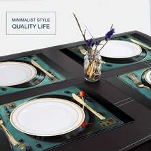 1/4/6/90pcs Set Vintage Turntable & Vinyl Record Printed Placemats, Woven Polyester Rectangular Tablemats, Hand Wash Only, Kitchen & Home Decor, Indoor/Outdoor Dining Decoration