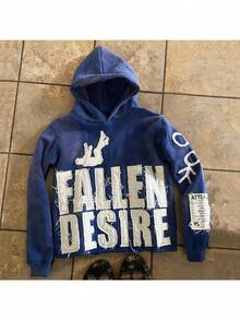 High Street  3D Printed Hoodie Street Harajuku Vintage Loose Men's And Women's Same Sweater Printing - Blue - View 2