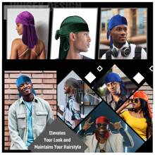 Awegeo 1 pieza Durag de satén para hombre, gorra de pirata casual y cómoda, bandana transpirable de seda para deportes al aire libre
