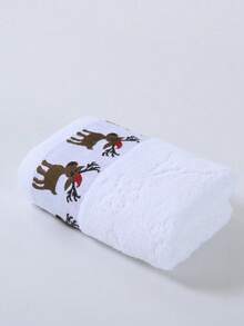 1pc/2pcs Christmas Cute Deer Embroidered Bath Towel, Super Soft & Large, Quick Dry, Non-Shedding, Sauna Towel, High Absorbency, Lightweight & Compact, Guest Towel, High Quality Bathroom Accessory, Best Gift For Partner. Towel Size: 40*75cm, Bath Towel Size: 70*140cm Shower Towels For Beaty Salon, Hotel Sports, Home Essentials, Towel, Skin Care