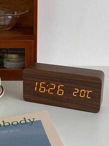 1 Pieza Reloj de madera inteligente para la vida Despertadores para dormitorio Reloj de mesa Dispositivo electrónico para el hogar Decoración Repetición de alarma Reloj de mesa de cabecera con control de voz Reloj despertador digital de escritorio Decoración del hogar Regreso a la escuela Decoración de la habitación Útiles escolares