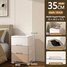 Bedroom/Living Room Minimalist Bedside Drawer Cabinet, Storage Rack With Wheels, Multifunctional File Cabinet, No Pull Handle Design - Multicolor - View 27