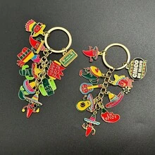 1 件墨西哥狂欢节滴油帽辣椒吊坠钥匙扣时尚配饰钥匙扣挂件礼物 - 彩色 - 查看 8