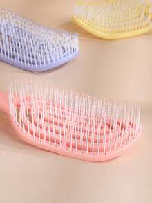 4件/2件/1件女孩发梳套装，蓬松按摩猪鬃大弯梳，镂空圆梳，马卡龙色系，必备发梳，美发造型工具，护发及沙龙配件，适合美容旅行及美发沙龙使用 - 彩色 - 查看 9