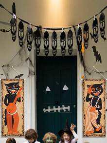 4 piezas de pinturas colgantes decorativas para fiesta de Halloween, pinturas colgantes de tela para decoración festiva, pinturas colgantes para fondo de pasillo, pinturas decorativas de Halloween, decoración de arte de pared