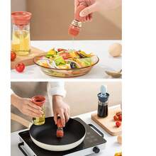 2x Oil Dispenser With Brush 180 Ml, 2-In-1 Glass Oil Storage Bottle With Silicone Brush Dispenser, Olive Oil Dispenser Bottle, Squeeze Dropper For BBQ, Baking & Cooking - Brown - View 5