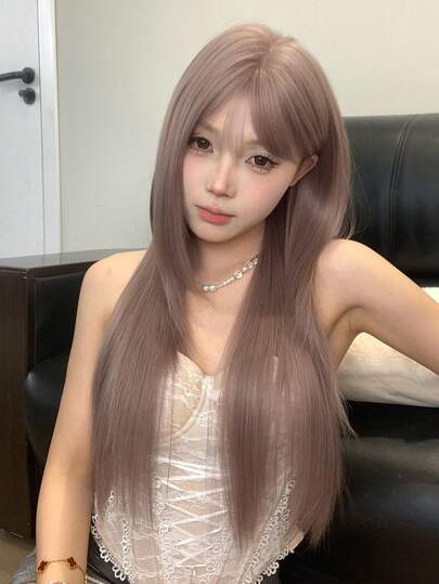 alicegarden 1 Piece Synthetic Heat-Resistant ,Long Straight Hair Wig In Gold Wigs , Made From Fiber, Suitable For Daily Use, Natural And Realistic False Hair(Excluding Accessories)
