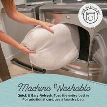 Original Calming Donut Dog And Cat Bed, Shag Faux Fur, Denim Blue, Small (23x23) - Helps Provide Anxiety Relief For Pets,10123607 - 藍色 - 查看 7