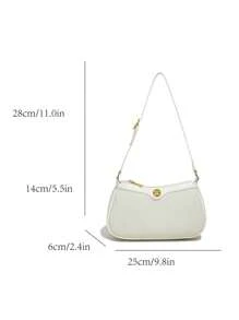 经典法式长棍面包包，多功能防水面料，金属扣装饰，可调节长肩带，拉链封口，通体印花，撞色缝线设计，女士钱包，休闲单肩包，商务通勤包，适合购物、通勤和户外聚会。 - 米色 - 查看 6