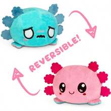 - Reversible Axolotl Plushie - Black + Pumpkin - Cute Sensory Fidget Stuffed Animals That Show Your Mood -! - 粉紅色+藍色憂慮的美西蠑螈 - 查看 9