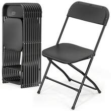 10 Pack Black Plastic Folding Chair, Indoor Outdoor Stackable Seat - 黑色 - 查看 9