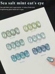 NAI SHI Nail Polish 6PCS/15ML Capacity 2025 New Valentine's Day Gift, Spring, Summer, Autumn, And Winter Sea Salt Mint Translucent Blue-Green Glass Bead Cat-Eye Gel Nail Polish. Vibrant Colors For Summer And Autumn - Multicolor - View 2