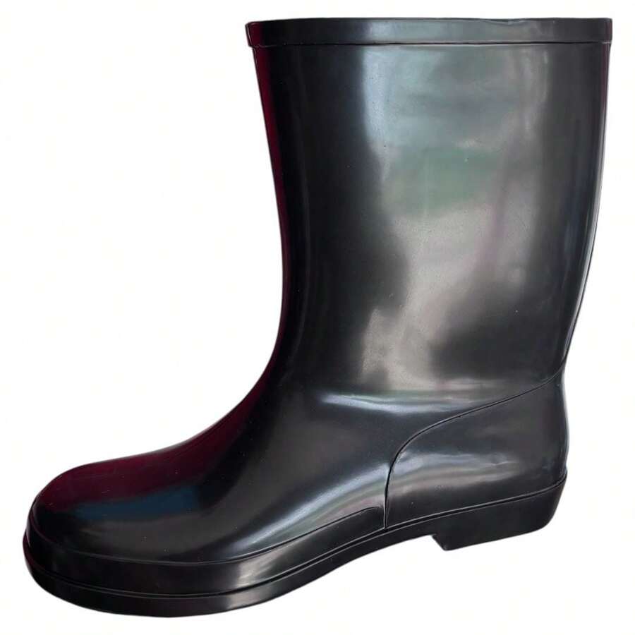 Bota Plástico Impermeable Lluvia Llanera Antiderrapante, Cómoda y Segura para Lluvia o Actividades al Aire Libre Protege tus pies. Ideal Días de Lluvia, Trabajos en el Campo, Jardinería, Pesca o Cualquier Actividad al Aire Libre.  Cowboy  Básico    Vacaciones - Negro - Ver 1