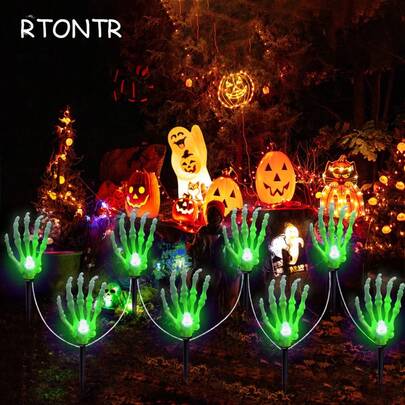 RTONTR 8 Piezas / 12 Piezas Luces solares con forma de mano fantasmal: Decoración exterior festiva para Halloween - Carga automática de 6-8 horas durante el día, funcionamiento automático de 10-12 horas por la noche - Energía solar, material de plástico, fácil instalación, sin control remoto, adecuado para jardines, céspedes y patios para uso diario en fiestas