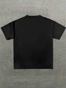 Casual Men's T-Shirts  Album Art Pattern Print Casual Soft Short Sleeve Pure Cotton 220gsm T-Thirt - 黑色 - 查看 2