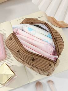 1 PC Brown Floral Octagon Bag Make Up Bag, Fashionable And Casual Large Capacity Portable Zipper Makeup Bags, Travel And Vacation Essentials Cosmetic Bags For Sanitary Napkins, Pouch Pads, Wired Earphones, Earpods, Headphones, Charger, Lipsticks, Cosmetics, Perfume, Skin Care And Beauty Products, Home Decor, School Girls, Keys, Holiday Gifts Makeup Travel Toiletry Organizer Essential, Christmas Gifts, Pouch, Travel, Pouch, Clutch / Small Handbag, Makeup Organizer, Pouch, Brush Holder, Mini Pouch, Large Capacity Pouch,Gifts For Women,Christmas Gifts,Gift Ideas For Women