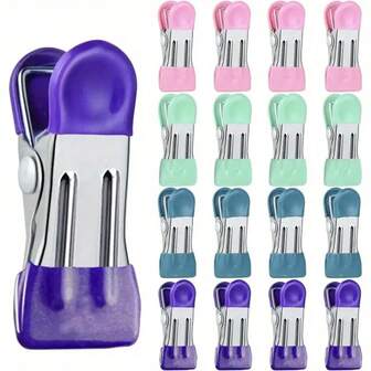 Chip Clips Bag Clips Food Clips, Food Packaging Clips With Anti-Scratch Vinyl Coated Ends, Heavy Duty Metal Food Clips For Food, Kitchen Clips For Bag Food, Clips For Photo Folder Clips