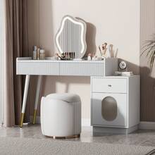 Dressing Table With LED Mirror, 2 Drawers And Flexible Cabinet, Stable, White - 白色 - 查看 1