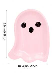 10 件/20 件/50 件浅粉色可爱 Boo Ghost 形纸盘粉色主题万圣节派对盘子优雅蛋糕盘餐盘餐具适用于万圣节主题生日派对用品餐桌装饰 - 粉色 - 查看 2