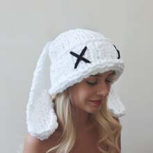 1 件女式多色超大兔耳帽，温暖厚针织帽，可爱百搭，适合日常、休闲、派对场合滑雪面具情人节 - 口罩款 - 查看 8