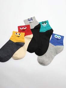 1 件/5 件新款卡通趣味表情中筒袜，夏季和春季轻便短袜，女士袜子，男士袜子，纯色百搭袜子，透气，舒适，吸水短袜适合日常穿着，运动，办公室，休闲风格，四季情人节