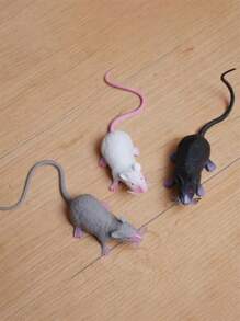 猫玩具 软橡胶老鼠 猫玩具 逼真老鼠 恶作剧玩具 万圣节仿真老鼠 装饰道具 互动猫玩具 动物玩具 玩耍和恶作剧 宠物老鼠咀嚼玩具：大号和小号可选，适合小型动物