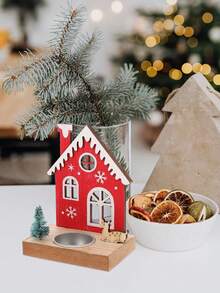 1 Stück Weihnachtskerzenhalter Deko Teelampe Weihnachtsdekoration Kerzenhalter Weihnachtsmann Kerzenhalter Weihnachtskerzenhalter Fenster Holzhaus Tischdekoration Tischzentrum Kerzenhalter (ohne Kerzen) Weihnachtsdekorationen Winterraumdekoration