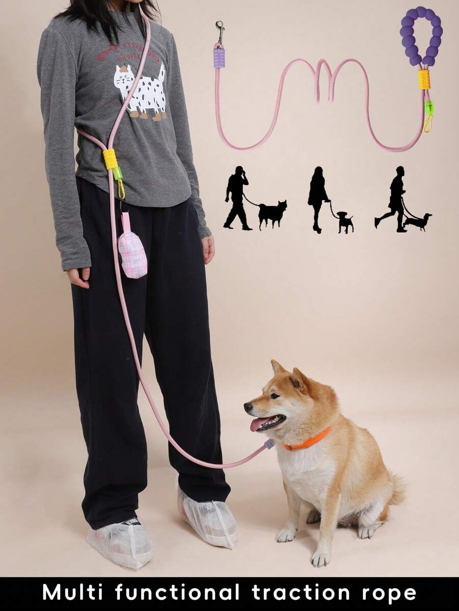 Adjustable Waist Belt For Walking Dogs, Anti-Burst Handle Shoulder Strap, Dual Dog Leash, Running Training Jogging Outdoor Dog Leash, Traction Rope, Multi-Use Traction Rope, Multi-Function Traction Rope, Soft Hand Dog Leash, Hands-Free Dog Leash