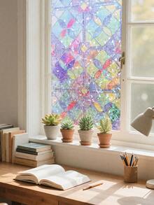 1 卷 1 米/2 米/3 米复古彩色菱形简约 3D 彩色静电贴膜、窗户装饰、隐私窗膜、可拆卸且易于安装、窗户乙烯基、防紫外线、隔热、家居装饰、玻璃膜、窗户贴纸墙贴房间装饰墙贴墙贴家居装饰 - 彩色 - 查看 13