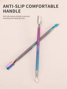 5pcs/2pcs/1pc Professional Salon Quality Metal Double-Sided Cuticle Pusher And Nipper, Stainless Steel Gel Nail Polish Remover, Durable Professional Manicure Pedicure Cleaning Tool For Nails And Toenails, Salon Use - Multicolor - View 5