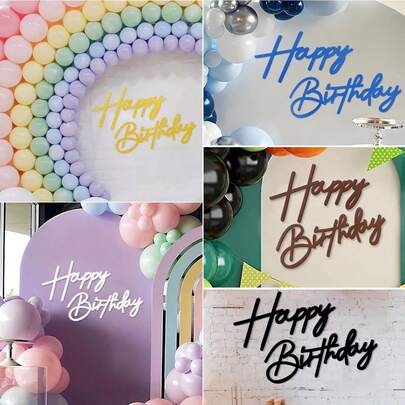 Letrero de "Feliz Cumpleaños" para fondo - Letrero de fieltro de "Feliz Cumpleaños" para arco de globos, decoraciones de fondo para fiesta de cumpleaños, baby shower - Decoración rústica vintage para fiesta de cumpleaños, telón de fondo, foto