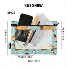 Dachshund Sausage Dog Big Pencil Pouches For Binders Hot Dog Pencil Cases With Clear Window Fits 3Ring Binder 3 Holes Binder Zipper Pouches Bag 2 Pack For Adults Nurses-0142 - 如圖 - 查看 3