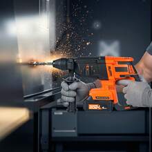 20V Brushless Cordless Hammer Drill, Lithium-Ion 1 Inch Rotary Hammer Driver, SDS-Plus Electric Lightweight Power Tool Kit With Battery And Charger, 4 Functions, 1200 RPM, 5300 BPM - US A Type Plug(110-127V) - View 1