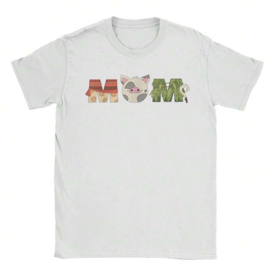COOL SUMMER Men Women Fashion MoanaS Letters Pua Maui Mother's Day   Tee T Shirt Cotton  T-Shirts Clothes - 白色 - 查看 1