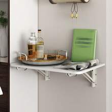 Wall Mounted Folding Desk,Wall Folding Table For Small Spaces,Floating Fold Down Table For Home Office Computer Workstation,Study Work Bench, Laundry Room, Kitchen, White 60*40cm/23.62*15.74in - White - View 7