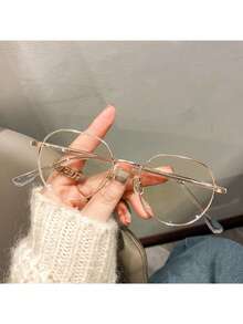 1副女士高档学生圆脸展示镜平面无度数眼镜素框，适用于电脑、阅读、游戏、电视和手机 - 彩色 - 查看 13