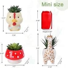 3-Piece Set Small Succulent Plants Cute Animal Ceramic Potted Plants Small Artificial Succulent Plants Office Desk Plants Suitable Home Office Bookshelf Decoration Cow