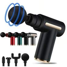 RAF Portable Rechargeable Fascia Massage Gun With 4 Replaceable Massage Heads, Deep Tissue Relaxation, USB Charging, Lithium Battery, 1800mAh Capacity, Sports And Outdoor Electronics Accessories