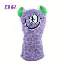 1/4 件趣味卡通动物高尔夫球杆套，带可调节数字标签 - 仿毛皮材质，紫色/绿色 - 保护性刀片推杆和一号木杆/FW/UT 套 - 男女创意高尔夫礼物 - 黑色 - 查看 11