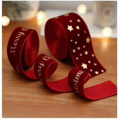 2m/Rotolo, Nastro di velluto rosso e verde da 2,5 cm di larghezza, perfetto per decorazioni natalizie sull'albero di Natale, confezioni di torte, decorazioni regalo, fiori, fiocchi fai-da-te, feste e forniture natalizie
