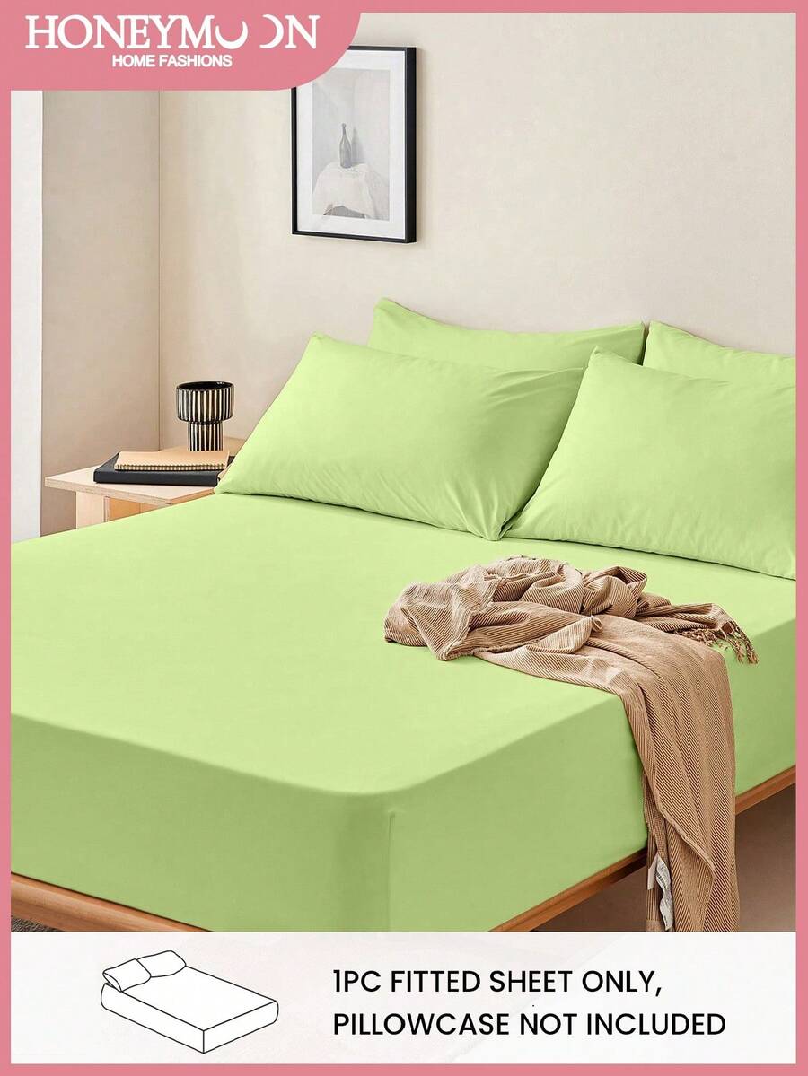 1 chiếc ga trải giường siêu mềm, màu trơn, nhẹ như mây, độ sâu 35cm, phù hợp với mọi kích cỡ giường - đơn, đôi, cỡ Queen, cỡ King - Mầm xanh - Xem 1