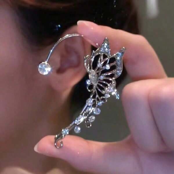 1pc Of Beautiful, Practical, Fashionable, And Shiny Butterfly Fairy Earrings, Exquisite And Luxurious Fairy Mountain Earrings, No Need For Punching, Suitable For Any Party, Handmade Fantasy Cosplay Elf Ears, And Can Be Shipped In Any Style.