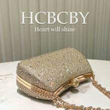 Luxury Gold Rhinestone-Encrusted Evening Clutch Bag, Sparkling Rhinestones And Exquisite Chain Decorative Evening Bag, Dinner, Prom, Holiday Must-Have! - 金色 - 查看 2