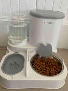 2-In-1 Cat Water Dispenser And Food Dispensing Kit-Removable, Washable, Feeding Station, Indoor Cat Feeding Bowl, Easy To Clean - Light Grey - View 8
