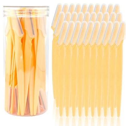 60/30/12/6/3/1 件套黄色眉毛剃刀套装，眉毛修剪器和剃刀，去角质剃须刀，身体脱毛修剪器和面部及眉毛剃刀套装，长柄刀片带精密防护罩，女士修容工具，适合日常使用或旅行，化妆，价格实惠，房间装饰，梳妆台，旅行，卧室，化妆配件，眉毛剃刀，价格实惠，圣诞礼物，化妆品，化妆工具，便宜商品，礼物，女士礼物，圣诞礼物